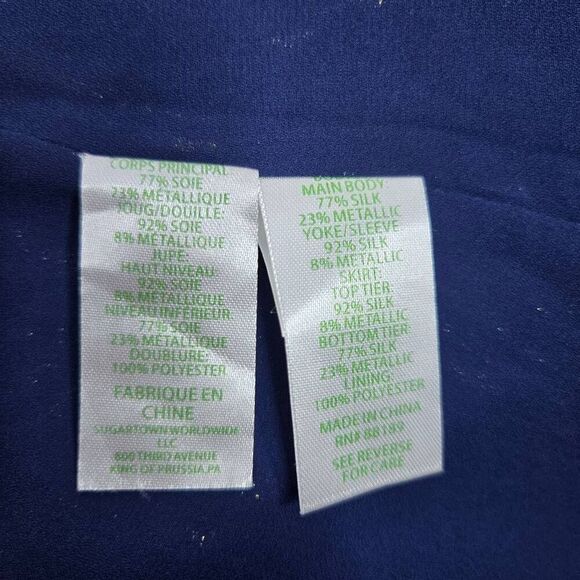 Lilly Pulitzer Joelle Silk Dress Navy Gold Metallic Clip Fit & Flare Size 2 - Picture 11 of 11